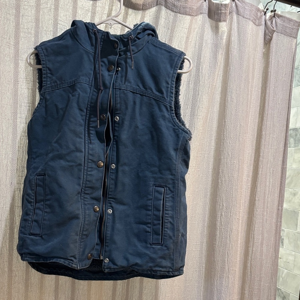 Navy Hooded Sleeveless Carhartt work Vest size XS